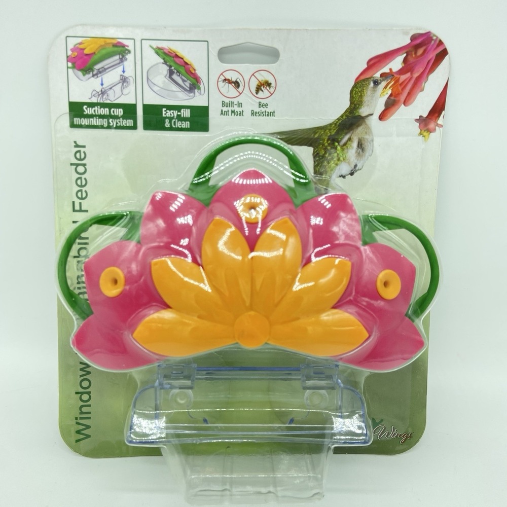 Wild Wings Window Hummingbird Feeder Flower Design 8oz Ant Moat Suction Cups NEW